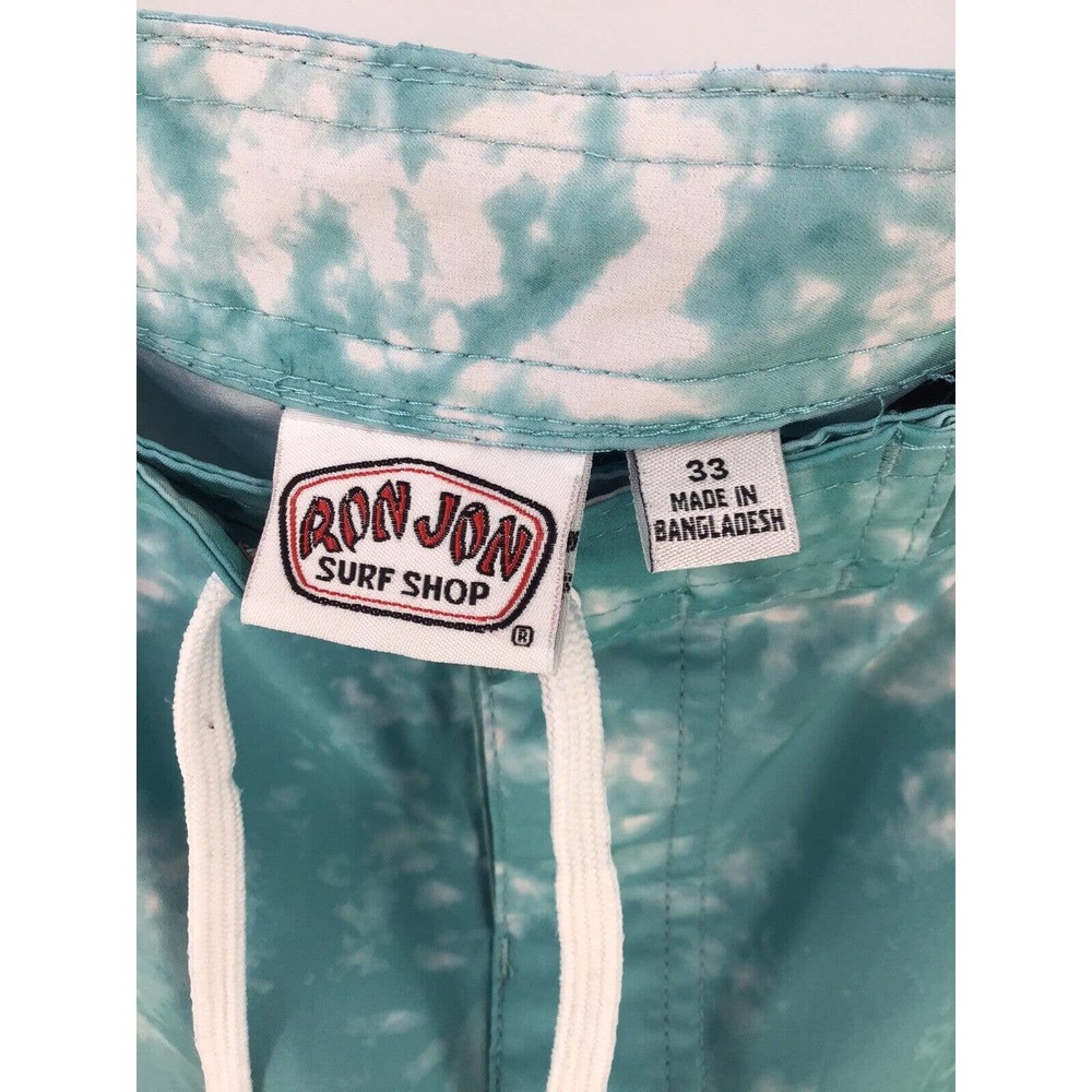 Ron Jon Surf Shop Mens Board Shorts Size 33 Swim Suit Skim Skate Trunks Green - Picture 7 of 14